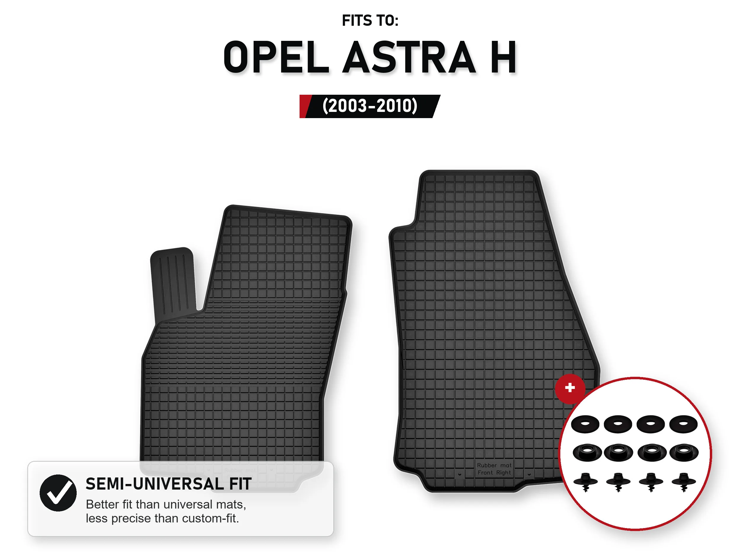 Automatten rubberen voorbak voor: Opel Astra H 2003-2010 met stoppers
