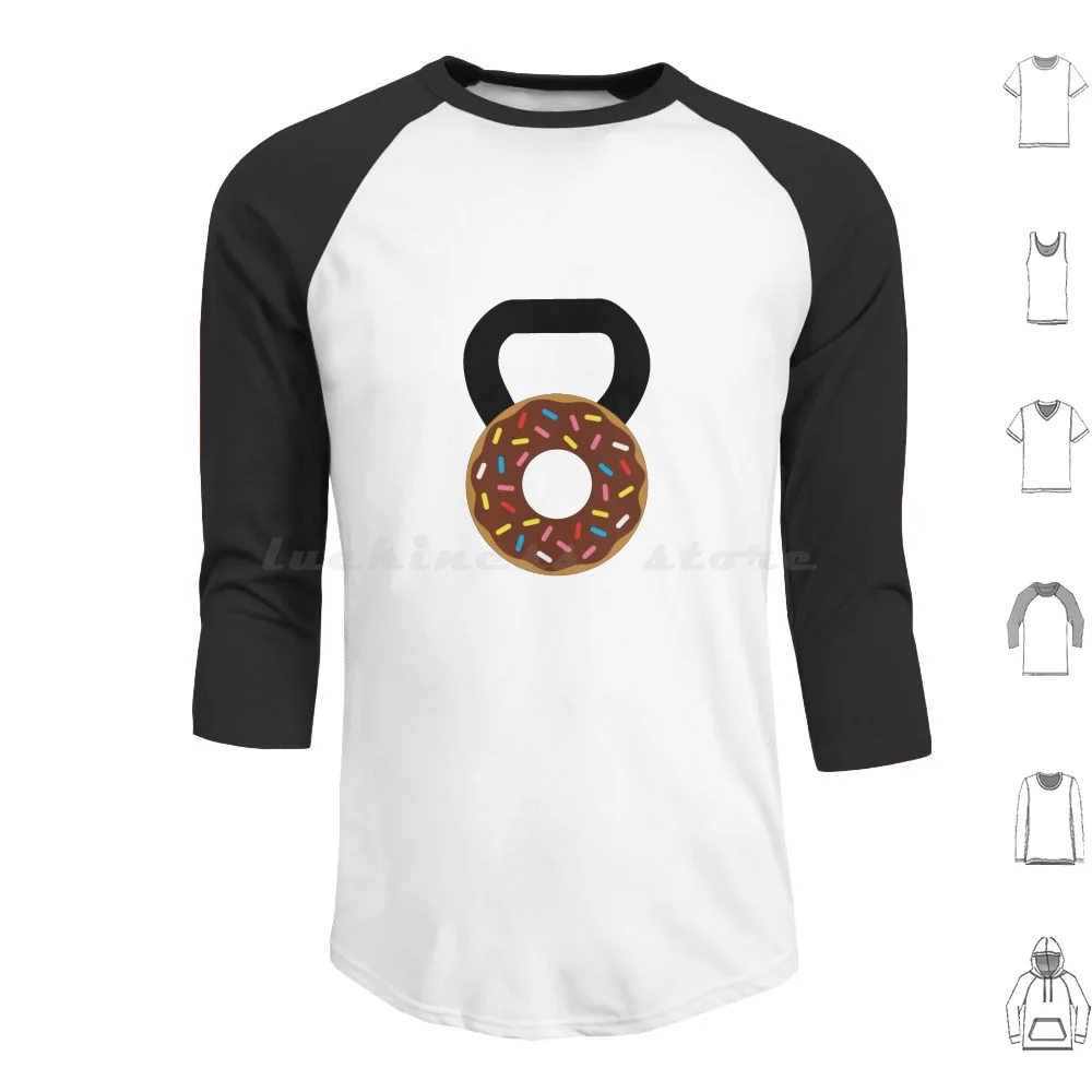 Kettlebell Donut Hoodie Cotton Long Sleeve Motivation Gym Strong Fitness Bodybuilding Funny Training Muscle Workout Running
