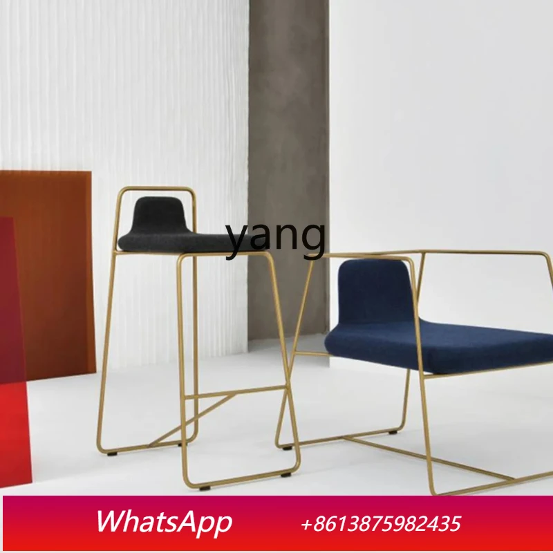 LTT wide bar chair modern design sense household light luxury dining chair bar counter wrought iron cloth chair