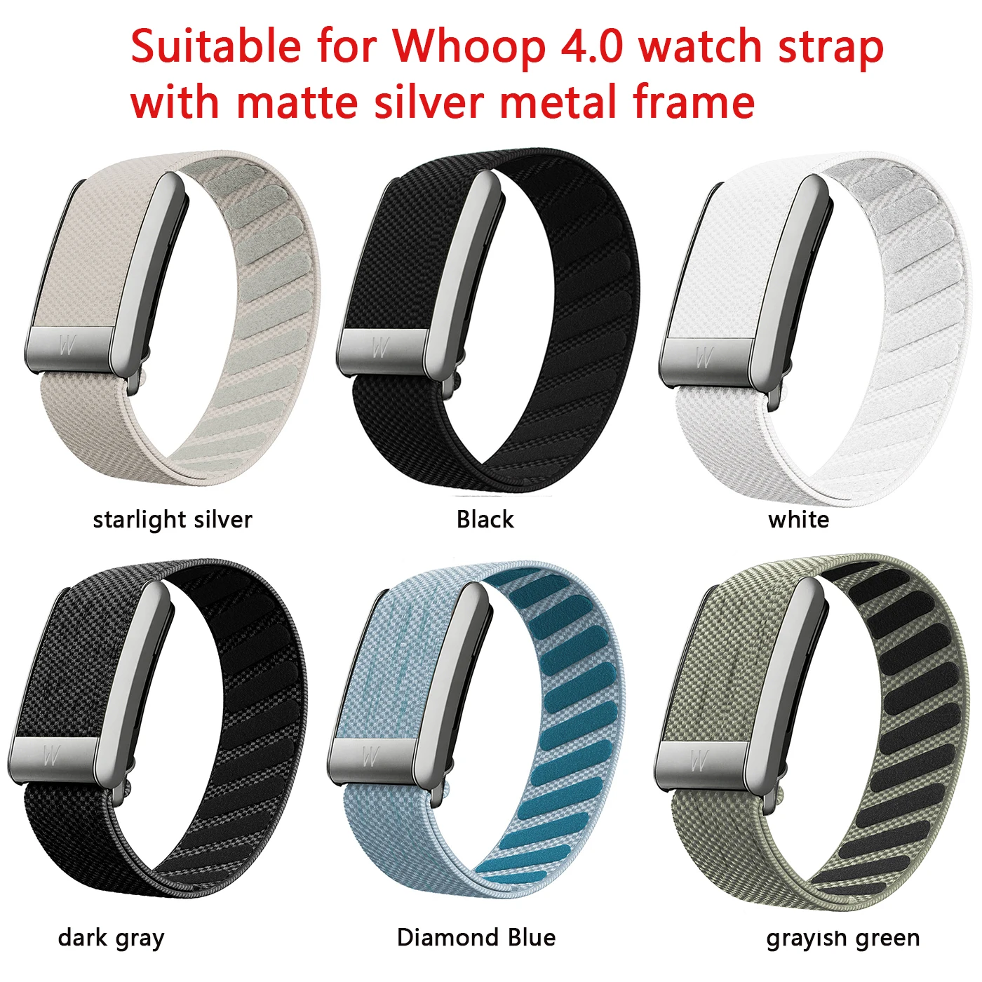 Suitable for whoop 4.0 dedicated watchband, elastic band, sports nylon watchband, equipped with a matte silver metal U-shaped fr