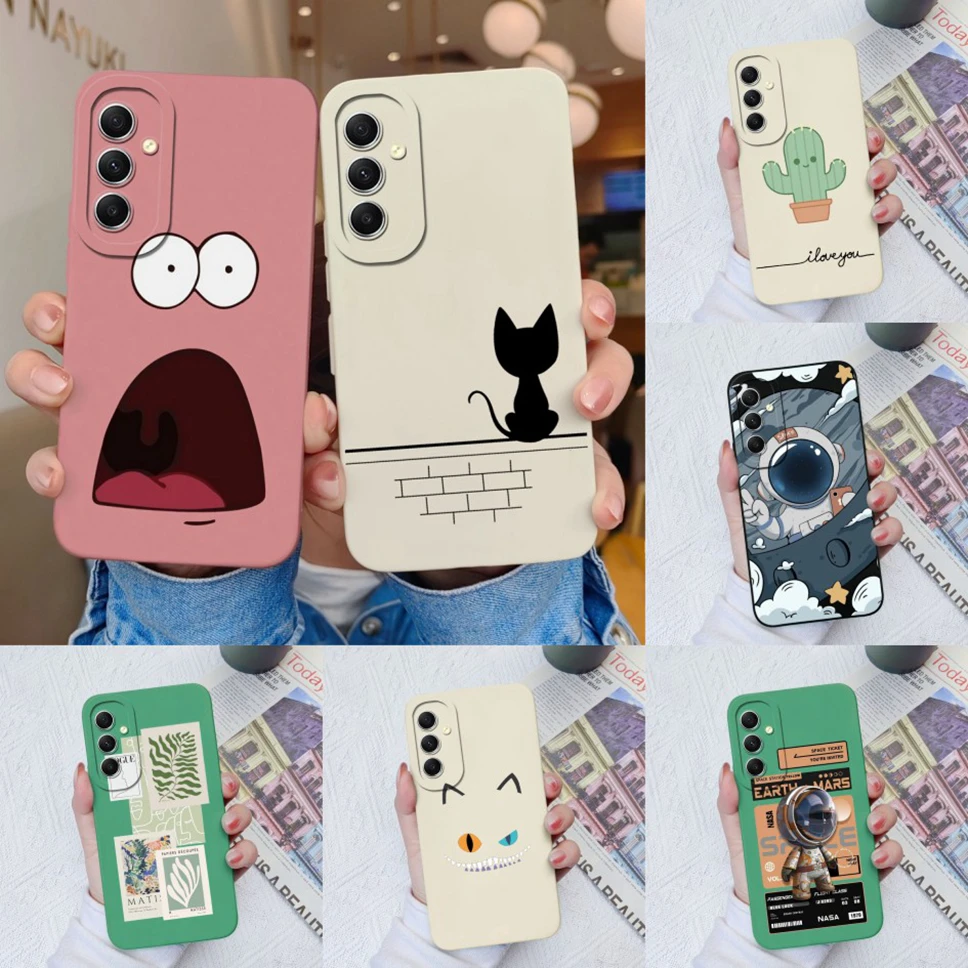 For Samsung Galaxy A33 A34 5G Cases Cute Cactus Square Liquid Silicone Phone Cover For Samsung GalaxyA33 A 34 5G Fundas Bumper