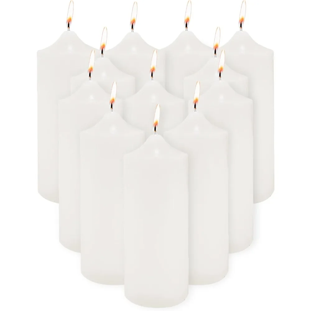 Candles & Holders Unscented Pillar Candles for Home Decoration, Weddings, Relaxation, Spa, Smokeless Cotton Wick.