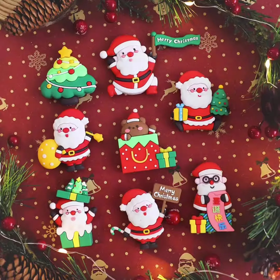 New Christmas Cake Decoration Cupcake Toppers Soft Rubber Christmas Tree Santa Claus Snowman for New Years 2025 Xmas Cake Topper