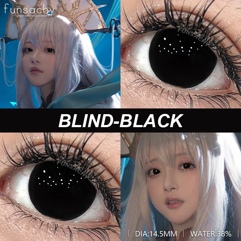 FUNSACHY Cosplay VAMPIRE Contact Lenses for Halloween Eyes Lens Strange Colored Contacts Lens Blind Black Mesh White Cosplay Len