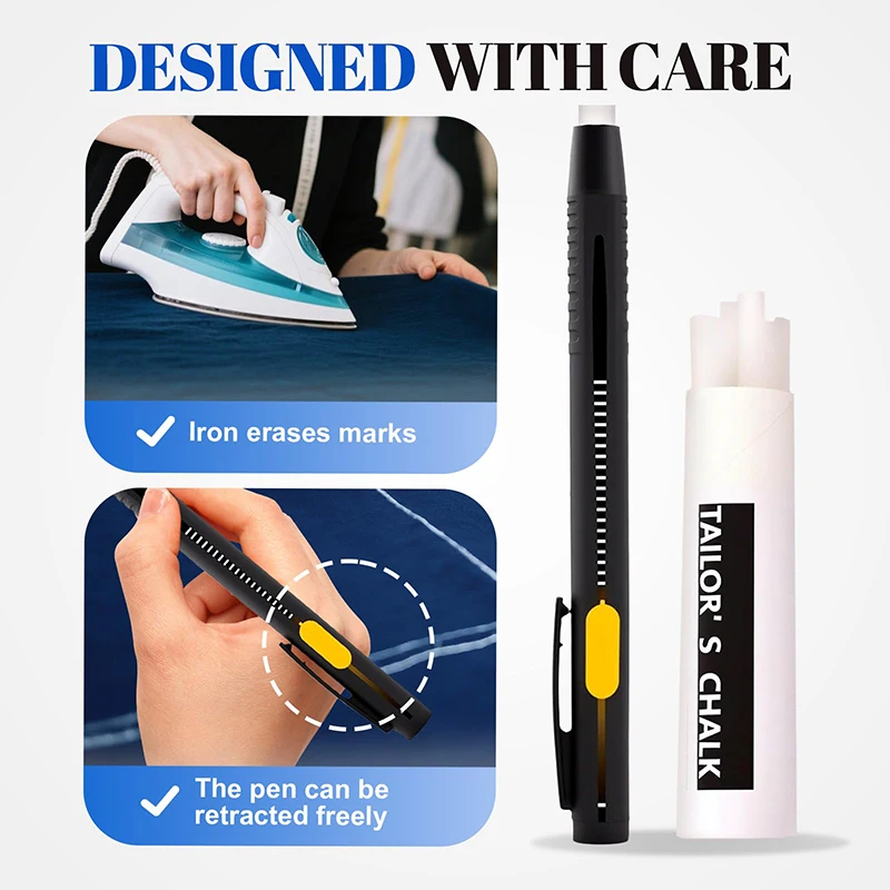 2Pens+20 Refills Fabric Marking Chalk Pens Water Soluble Sewing Markers For DIY Craft Patchwork