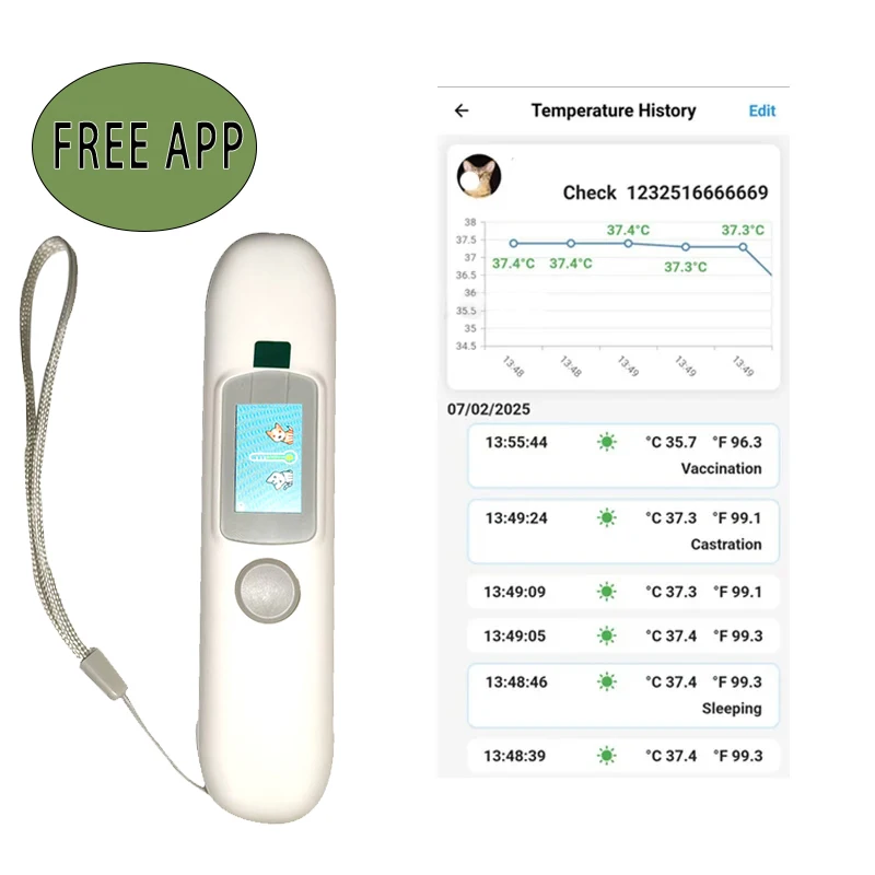 CT006 Pet Handheld RFID reader for FDX-B Animal Temperature/Thermo microchip cat dog horse livestock health monitoring Free APP