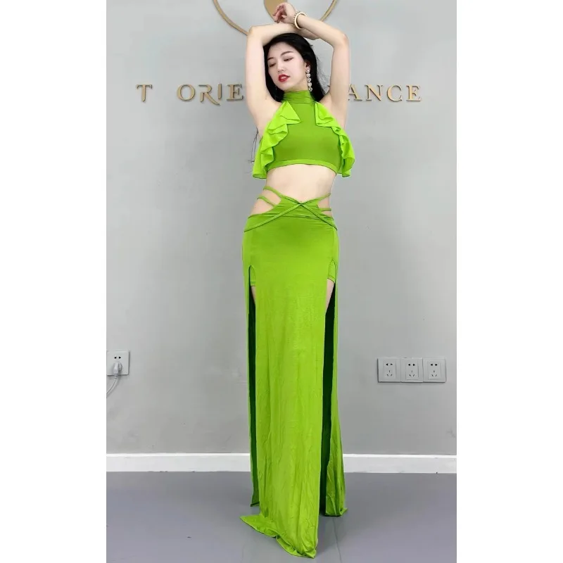 Customized Belly Dance Costumes Practice Outfit Oriental Dance Costume Modal Cute Lace Vest Waist Hanging Skirt