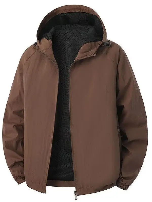 Męska kurtka przejściowa wiosenno-jesienna, zimowa, z kapturem, cienka, wiatroodporna, luźna, duży rozmiar, outdoorowa, codzienna kurtka wiatrówka.