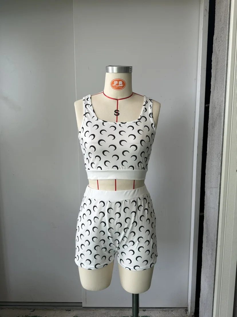 Three Sisters 2025 Summer Fashion Sexy Casual Holiday Beach Party Prom Woman Clothes Slimming Vest Print Ladies Two Piece Sets - Image 5