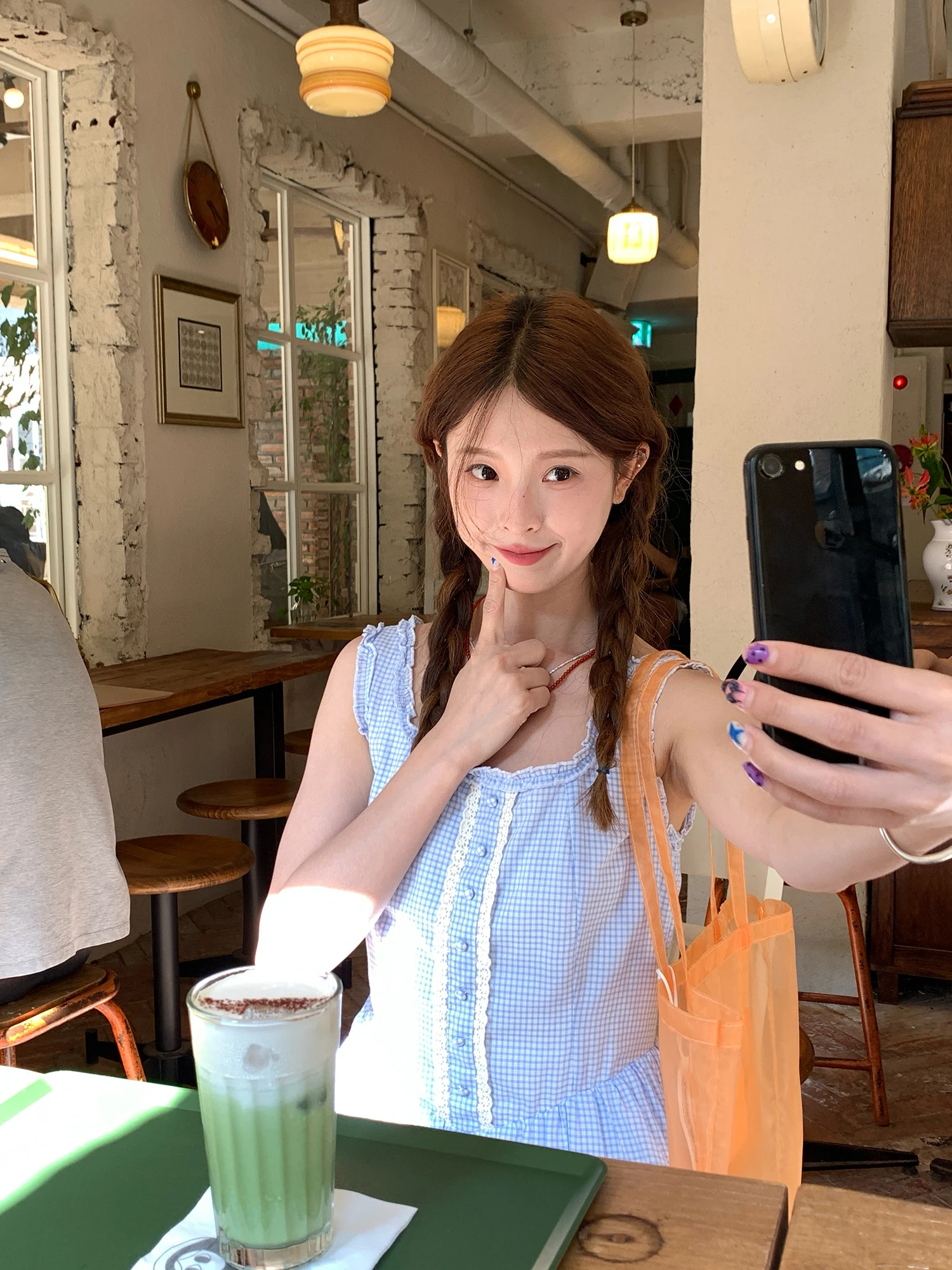 Damska luźna spódnica midi w stylu vintage z okrągłym dekoltem, w kratę, z koronkowym wykończeniem, idealna na lato, słodka, swobodna, w kształcie litery A.