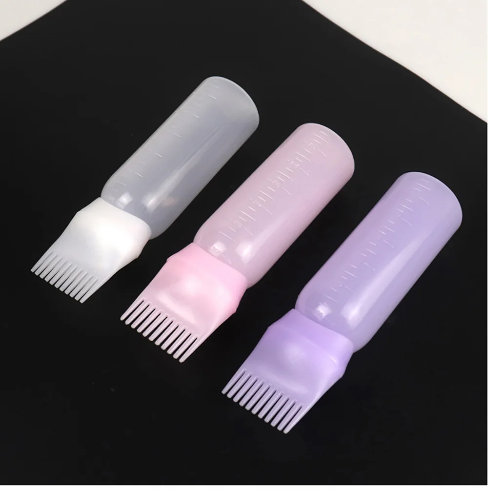 120ml Hair Dye Refillable Bottle Applicator Comb Multicolor Plastic Dispensing Salon Oil Hair Coloring Hairdressing Styling Tool