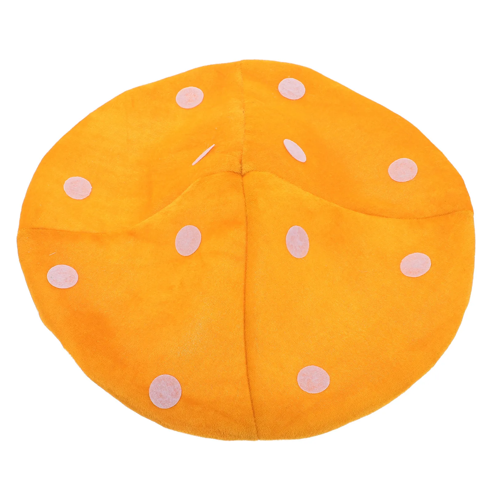 Halloween Spotted Mushroom Hat Orange Lightweight Fabric Elastic Strap Comfortable Cosplay Adult Costume Toadstool Party