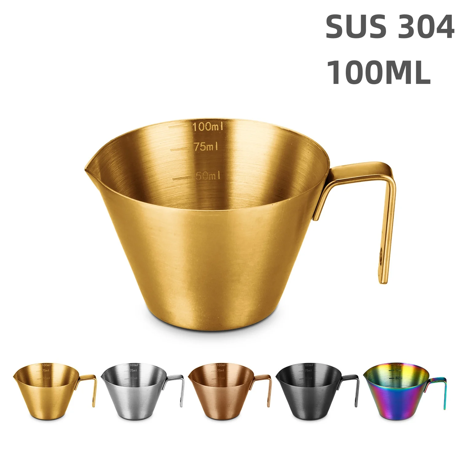 304 Stainless Steel Coffee Extraction Cup with Scale Small Milk Spoon Making Cup Espresso Measuring Cup Kitchen Tools  Cup