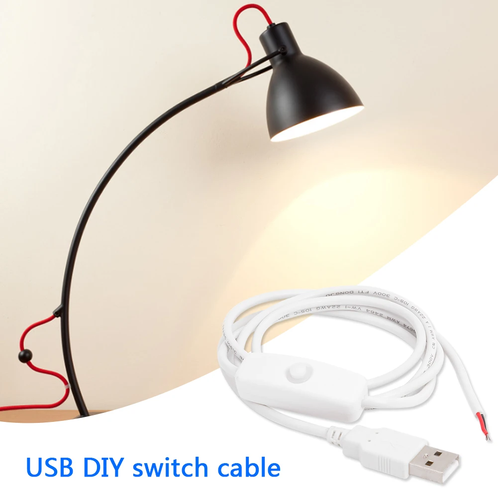1 متر USB كابل إمداد الطاقة المهنية 2 سلك USB 2.0 ذكر تمديد الحبل DIY بها بنفسك مع تشغيل/إيقاف التبديل الكابلات الرقمية #6