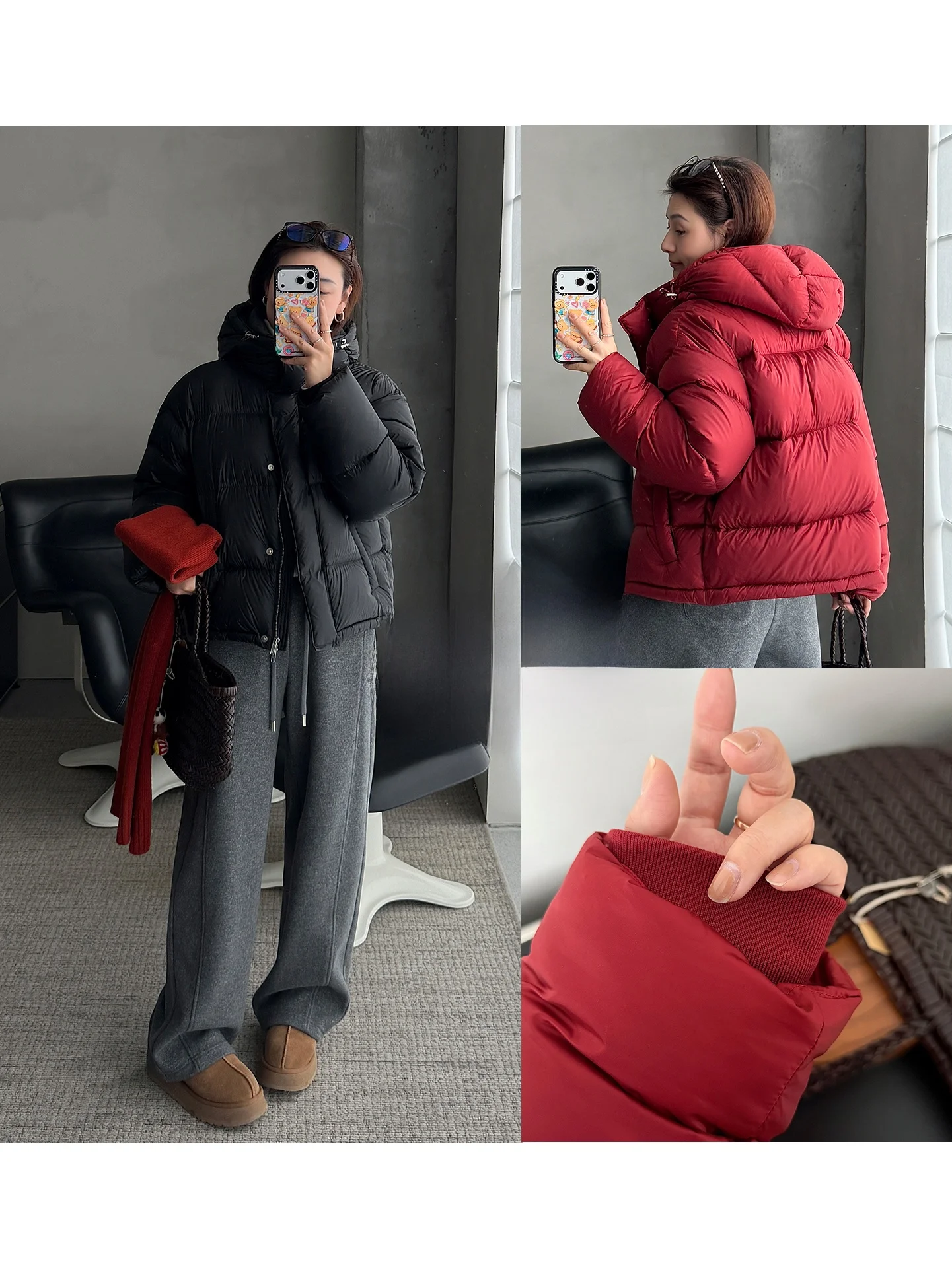 

Утепленная зимняя куртка свободного кроя из нейлона с капюшоном, на пуху гусиного пуха, красная, повседневная, теплая, с застежкой-молнией...