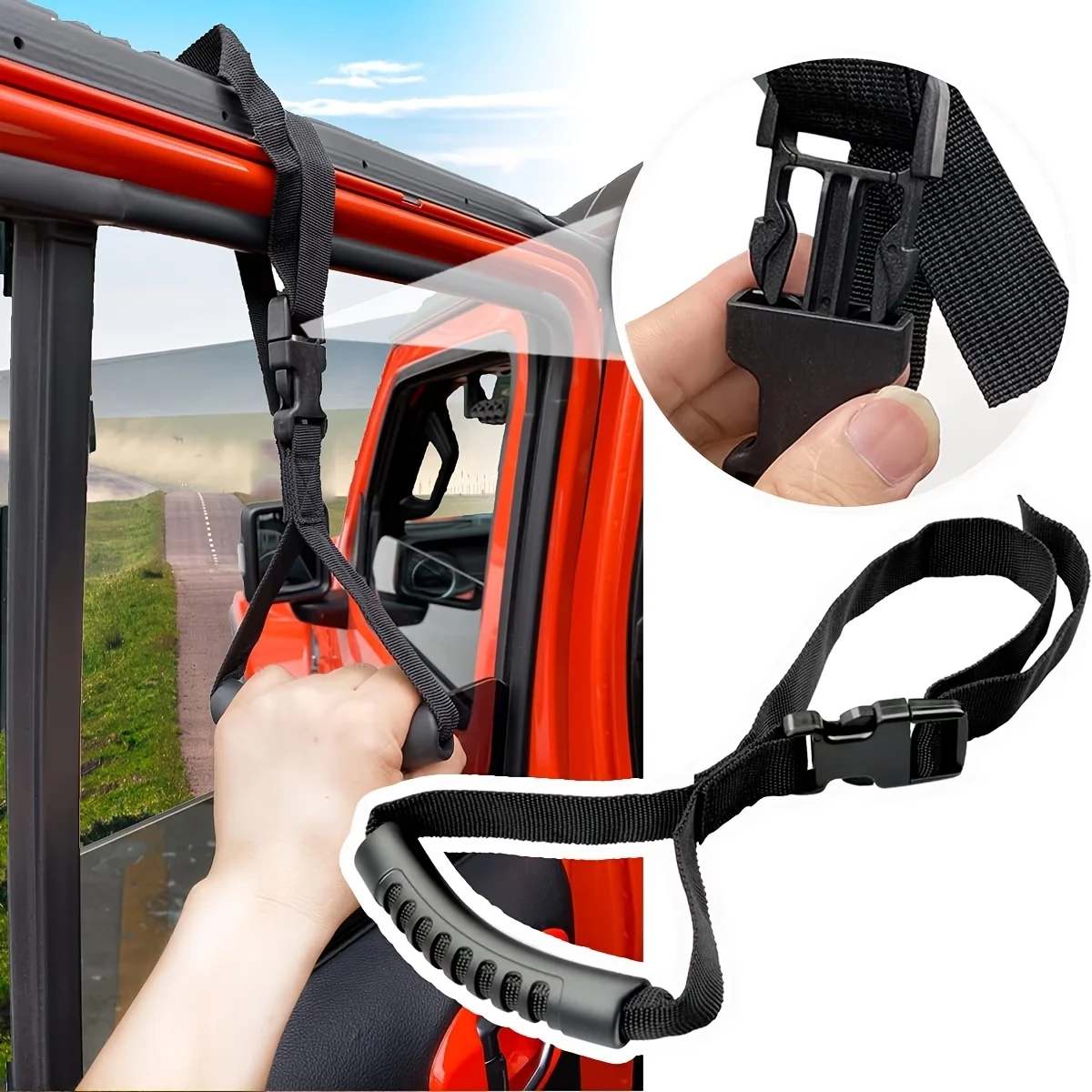 1Pc Car Door Assist Strap for Seniors & Disabled, Adjustable Durable Safety Hand Strap for Vehicle Door