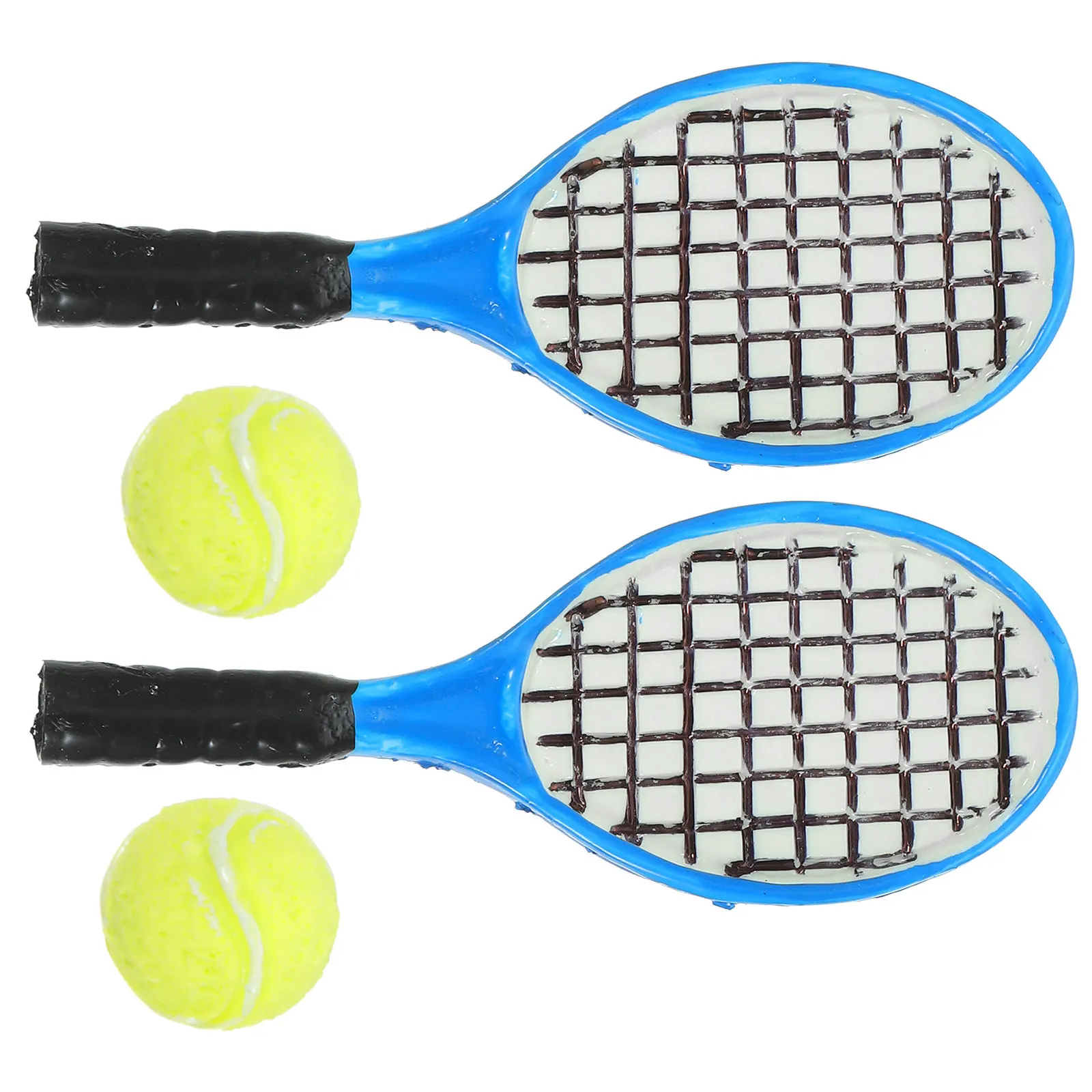 

4Pcs Mini Tennis Racket Decoration Set Creative Micro Landscape Home Desktop Ornament Play Accessory Cute Gift