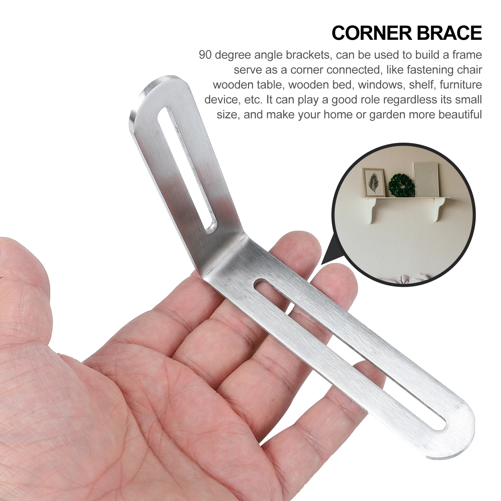 

2pcs Stainless Steel Corner Brackets Right Angle For Furniture Shelf Joint Fastener Support L-Shape Bracket Hardware Bracket