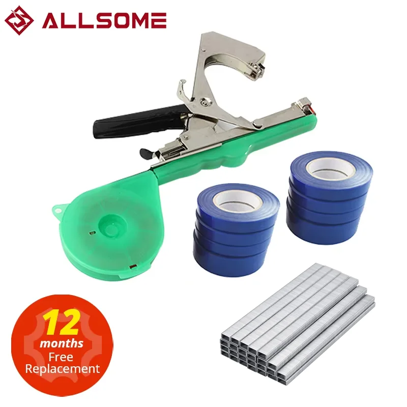 ALLSOME Tying Machine Plant Garden Plant Tapetool Tapener +10 Rolls Tape Set for Vegetable Grape Tomato Cucumber Pepper Flower