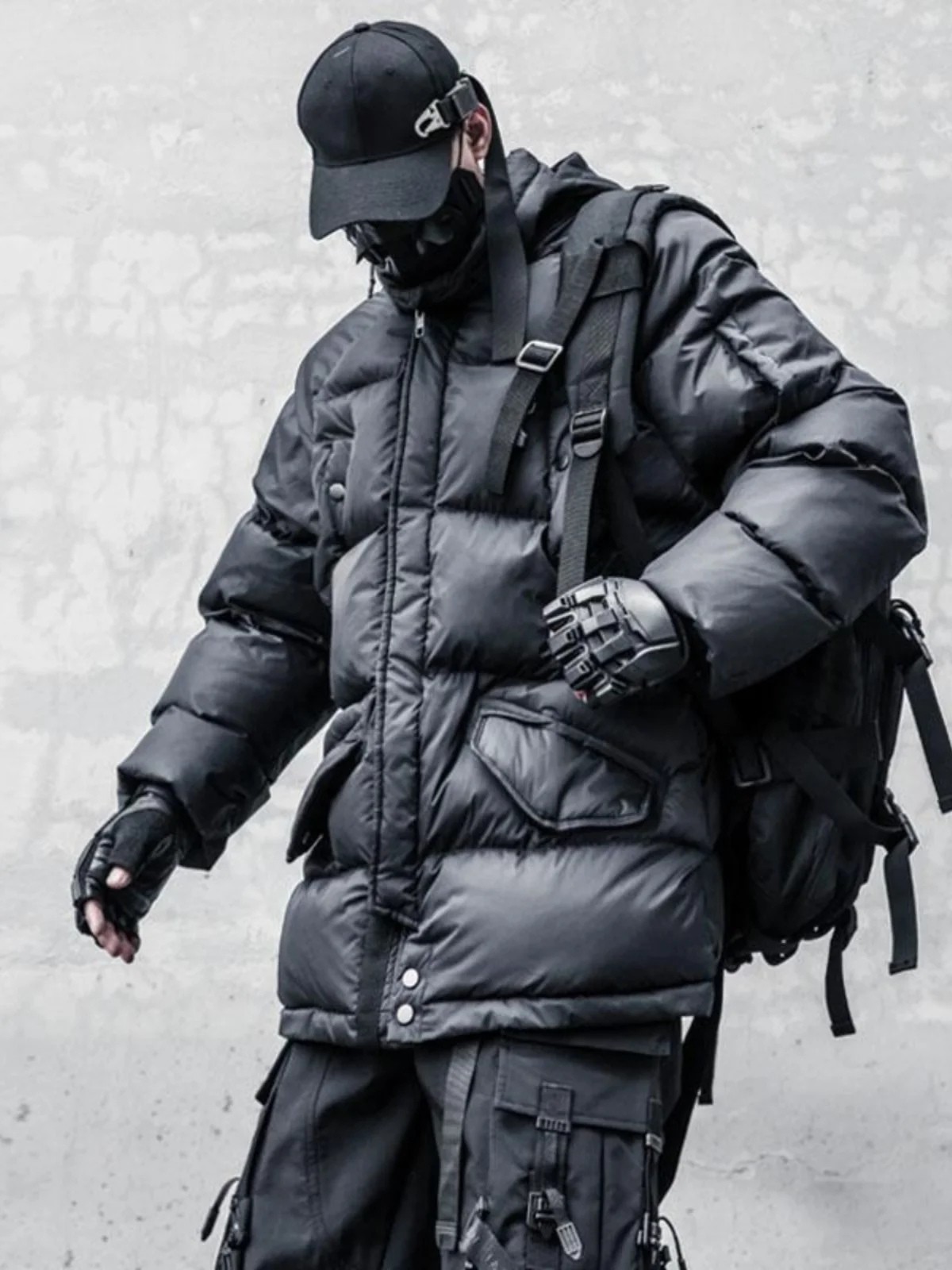 Thickened Hooded Cotton Jacket Men's Winter Function Deconstructed Retro Design Trendy Loose Cold-resistant Cotton Coat