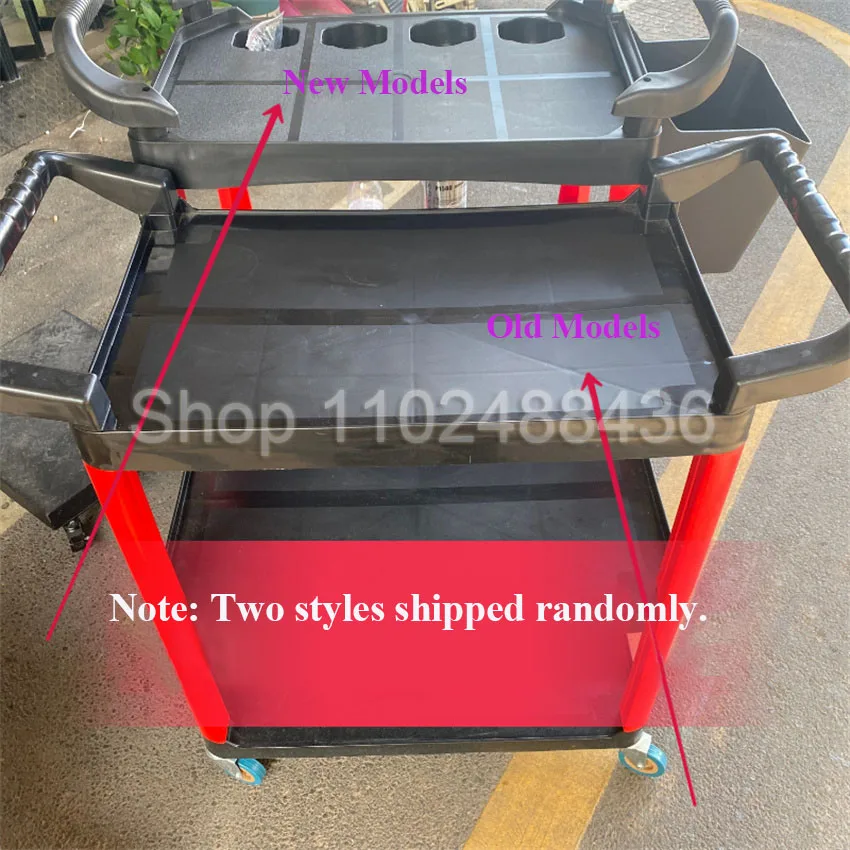 Tool Cart with Wheels Car Wash Handcart 3-Layer Multi-functional Trolley Cleaning Storage Utility Mechanical Workshop Trolley