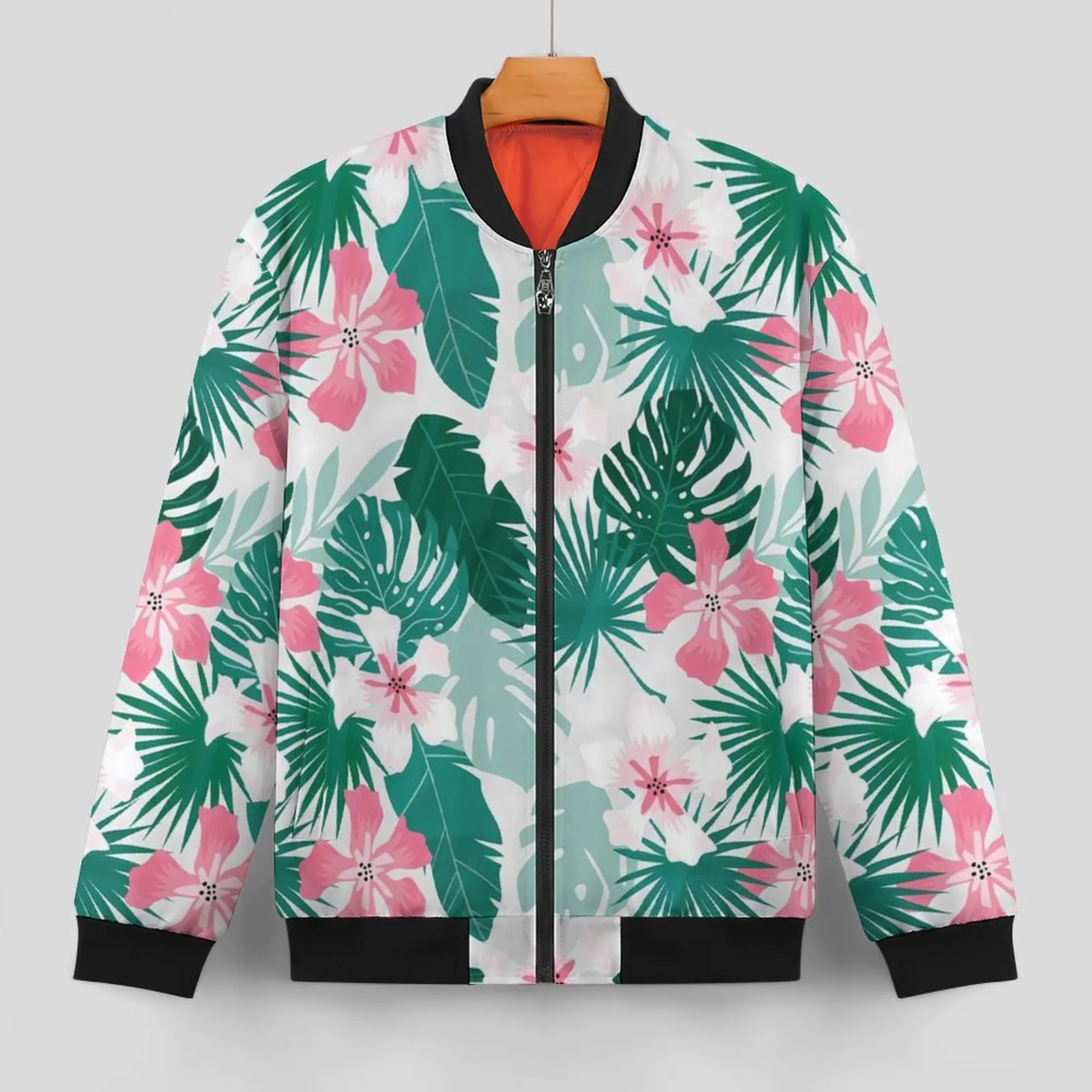 Tropical Floral Casual Jackets Men Green Palm Leaf Coats Winter Modern Jacket Hooded Graphic Classic Clothing Plus Size 5XL