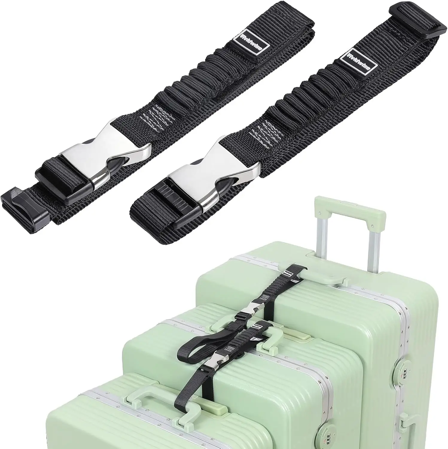 

Stretchable Luggage Connector Straps with Metal Buckle for Suitcases, Add A Bag Travel Accessory