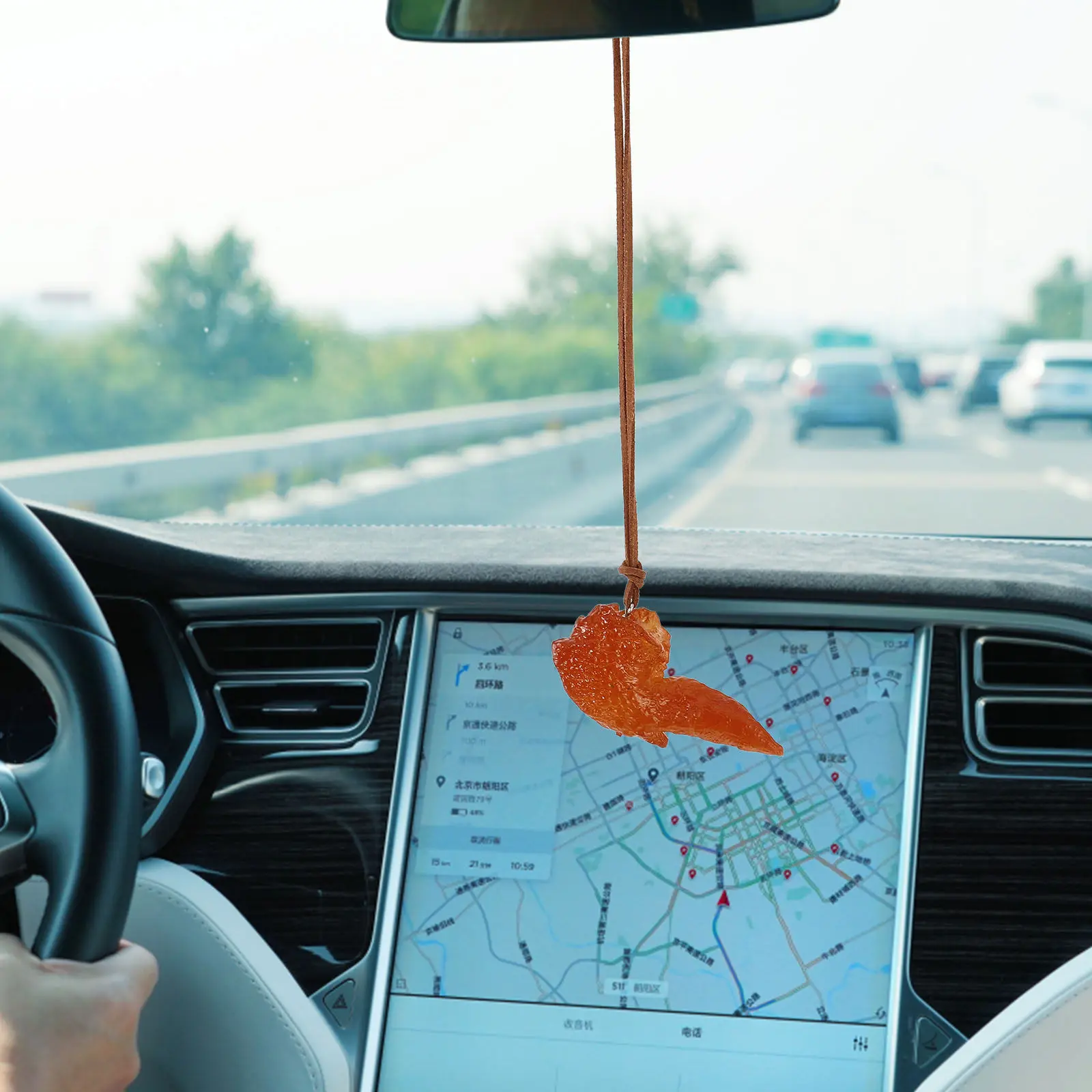 Simulated Chicken Wings Car Hanging Ornament 2 Piece Resin Rearview Mirror Pendant Dashboard Decoration