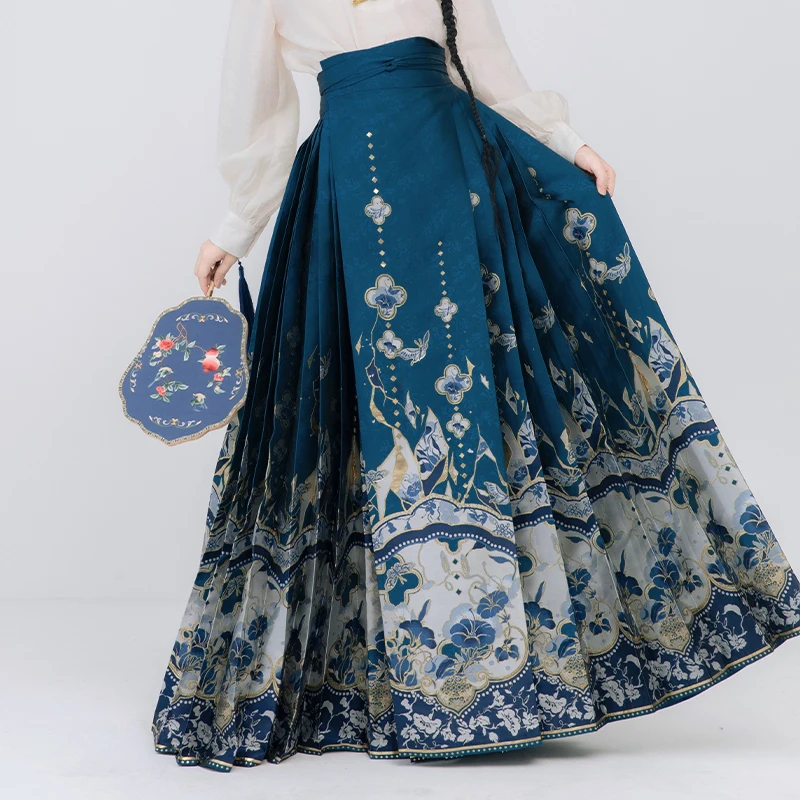 Original Imitation Makeup Flower Ming New Chinese Horse Face Skirt Original National Style Skirt Hanfu Women Woven skirt hanfu