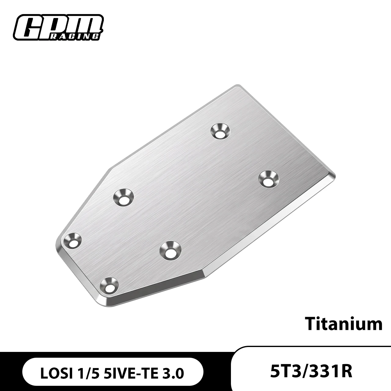 GPM Titanium Rear Chassis Skid Plate 5mm Thick For LOS05022 LOSI 1/5 5IVE-TE 3.0
