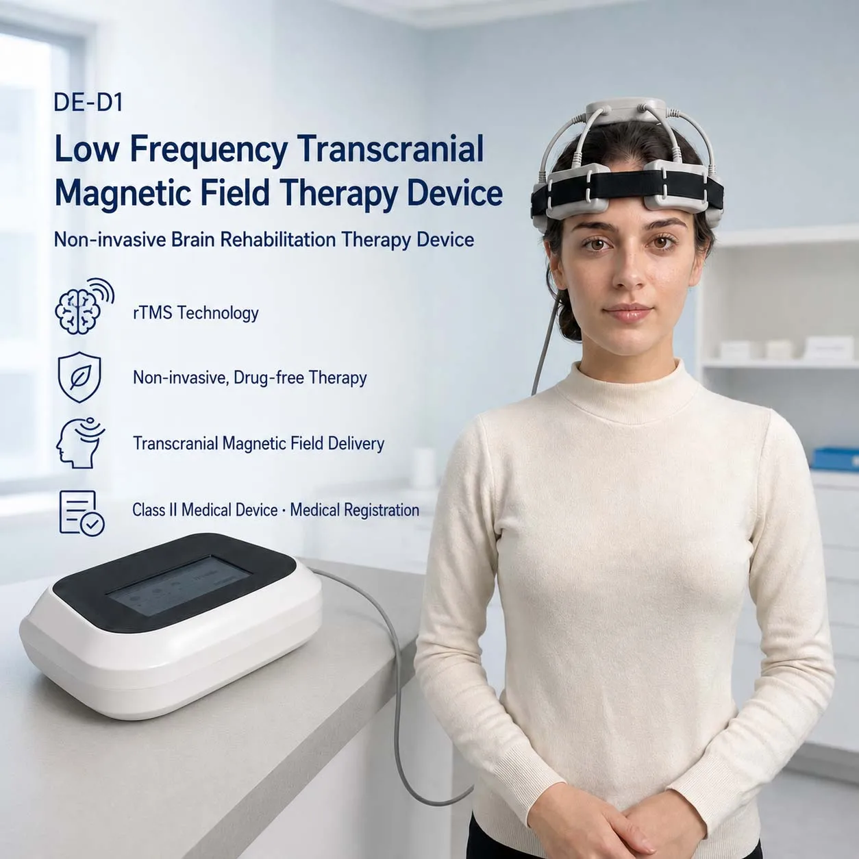 Brain Rehab Head Massager, Supports Stroke Recovery, for Clinic Home Use, Portable Neurostimulation Device
