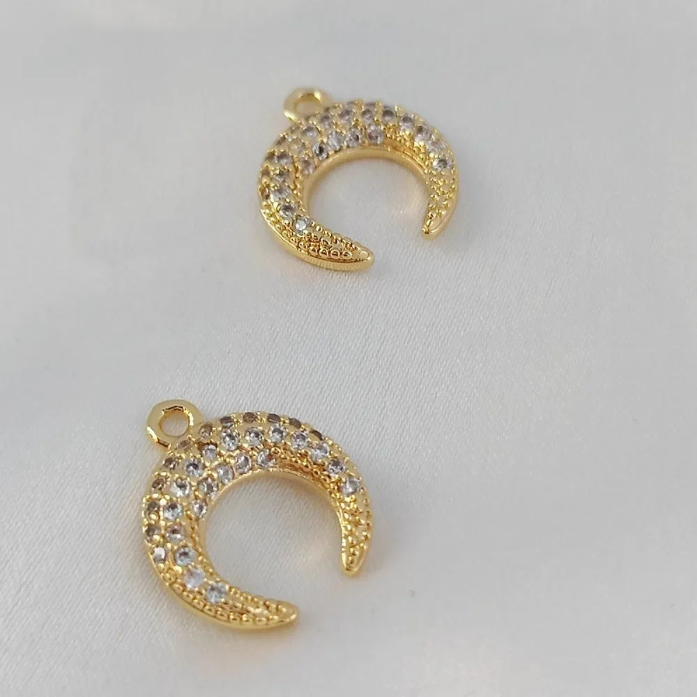 

14K Gold-plated Zircon Exquisite Inverted Moon Inverted Ox Horn Pendant Bracelet Necklace Pendant DIY Earrings Necklace Material