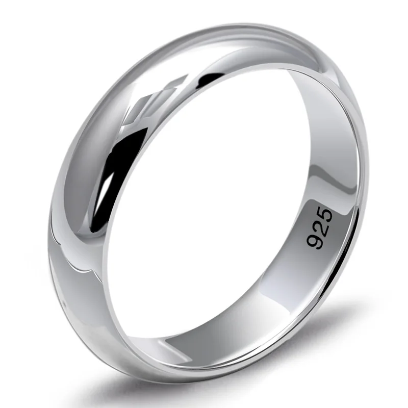 Echte Pure 925 Sterling Zilveren Ringen Voor Vrouwen En Mannen Eenvoudig Paar Ring Gladde Trouwring Voor Liefhebbers Sieraden