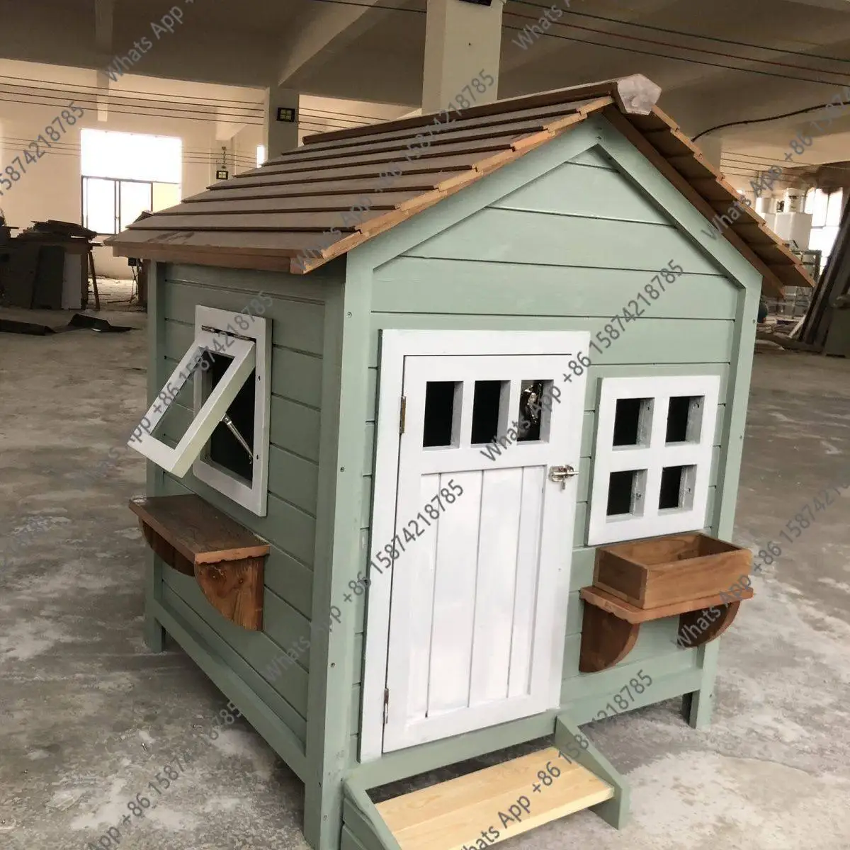 Large solid wood kennel outdoor waterproof and cold-resistant warm dog house pet dog cage dog villa four seasons pet nest rainpr