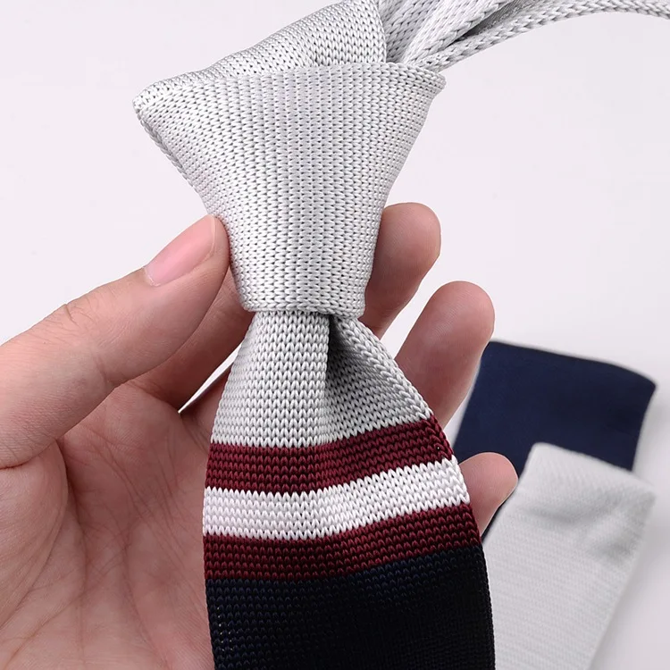Men\'s Knitted Knit Leisure Striped Tie Classic Plain Corner Neck Ties For Men Skinny 5cm Normal Necktie Woven Designer Cravat