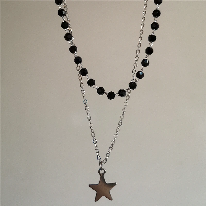 Gepersonaliseerde Punk Star Heart Cross Chain dubbellaagse ketting voor mannen vrouwen Y2K modetrend Rock Party Grunge EMO accessoires