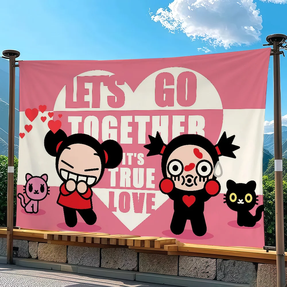 Cartoon G-Garu Pucca Flag Tapestry Outdoor Party Bedroom Living Room Dormitory Decorative Themed Wall Hanging Banner Gift