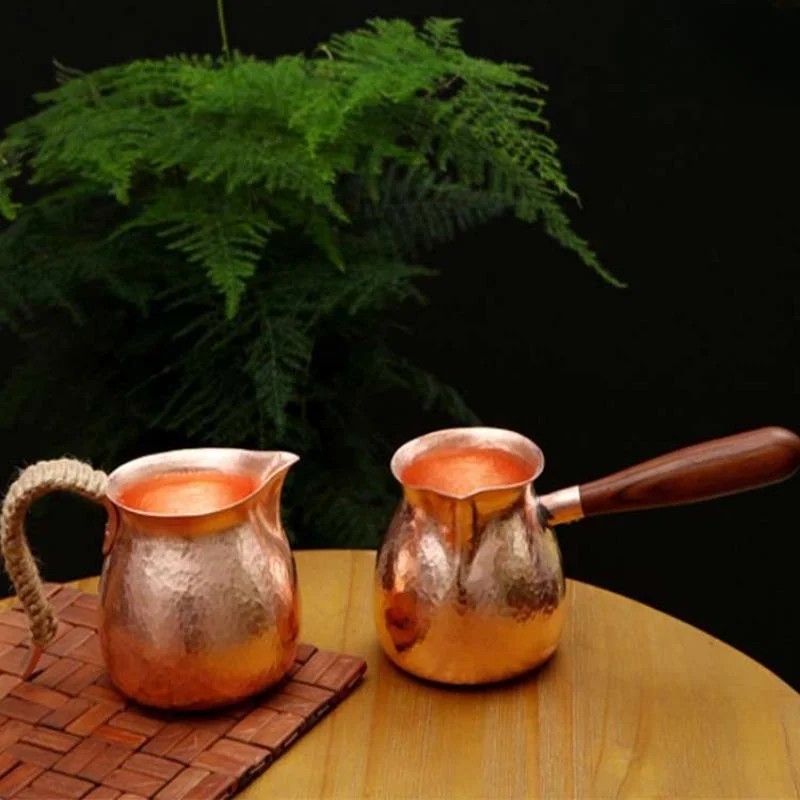 1Pc Pure Copper Vintage Boiling Tea Pot Home Use with Strainer Roasted Tea Canister Handmade Tea Separation Side Handle Pot