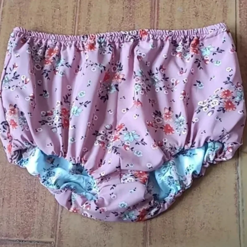 

Couple Double-Layer Comfortable Pure Cotton Underwear Loose Soft Flower ABDL Briefs Live Show Sexy Costumes Panties FKK Party