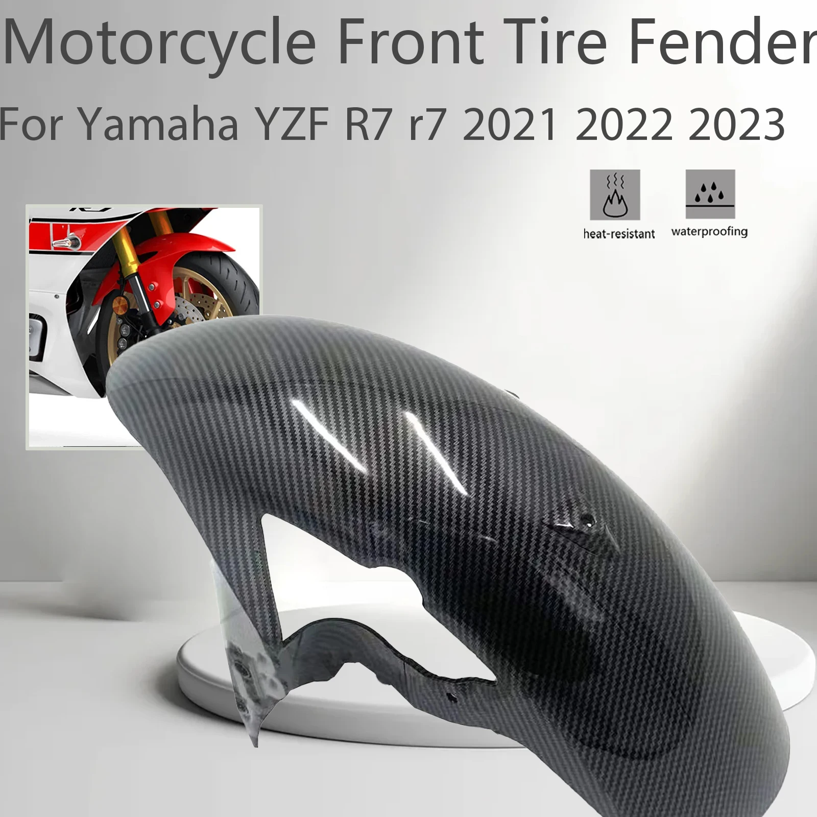 For Yamaha YZF R7 r7 2021 2022 2023 Motorcycle Front Fender Hugger Mudguard Splash Guard Fairing Accesssories ABS Carbon Fiber