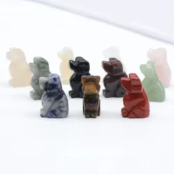 1PC Cute Dog Statue Natural Semi-precious Stone Ornaments Crystal Healing Animal Figurine Reiki Craft Home Decoration