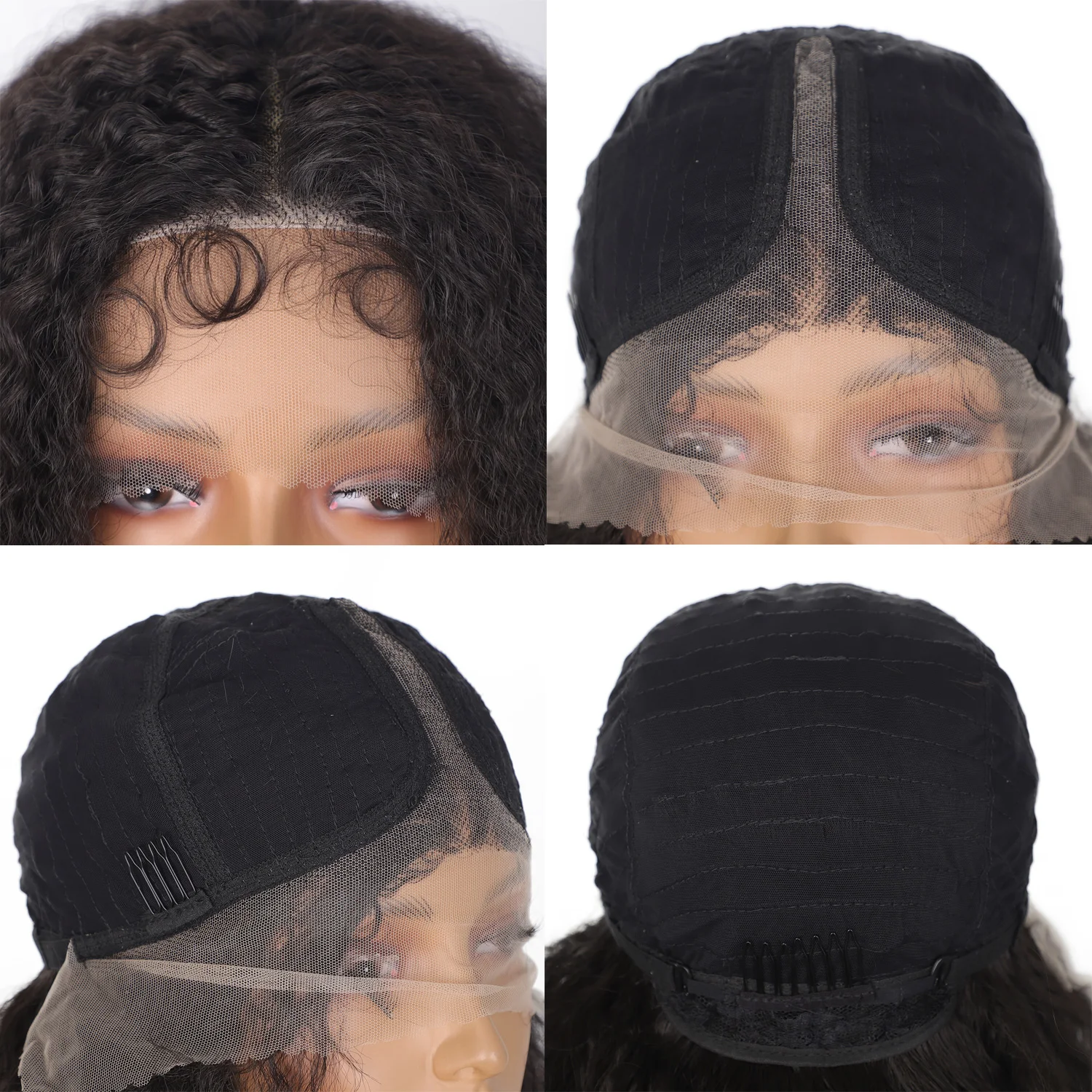 Parrucca anteriore in pizzo sintetico Parte centrale Parrucche per capelli soffici lunghi ricci afro crespi Evidenzia bionda 350 #   Acconciatura resistente al calore da 24 pollici