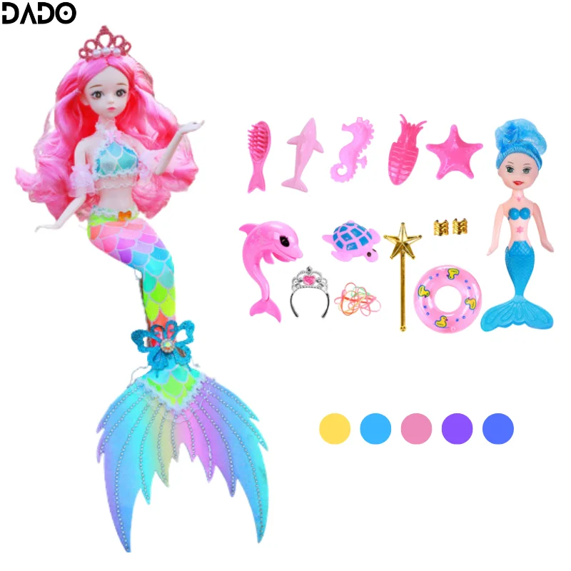 Princess Mermaid Doll Clothes with Little Ariel Mermaid Doll Accessories Mermaids Birthday Gifts Toys Kit for Girls 3 4 5 6 7 8