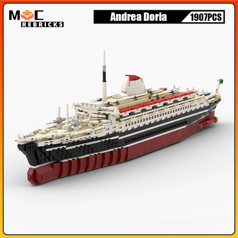 

MOC-175846 Andrea Doria Atlantic Luxury Cruise Technology Passenger Liner Building Blocks Ferry Sets Creative Kid's Bricks Toys