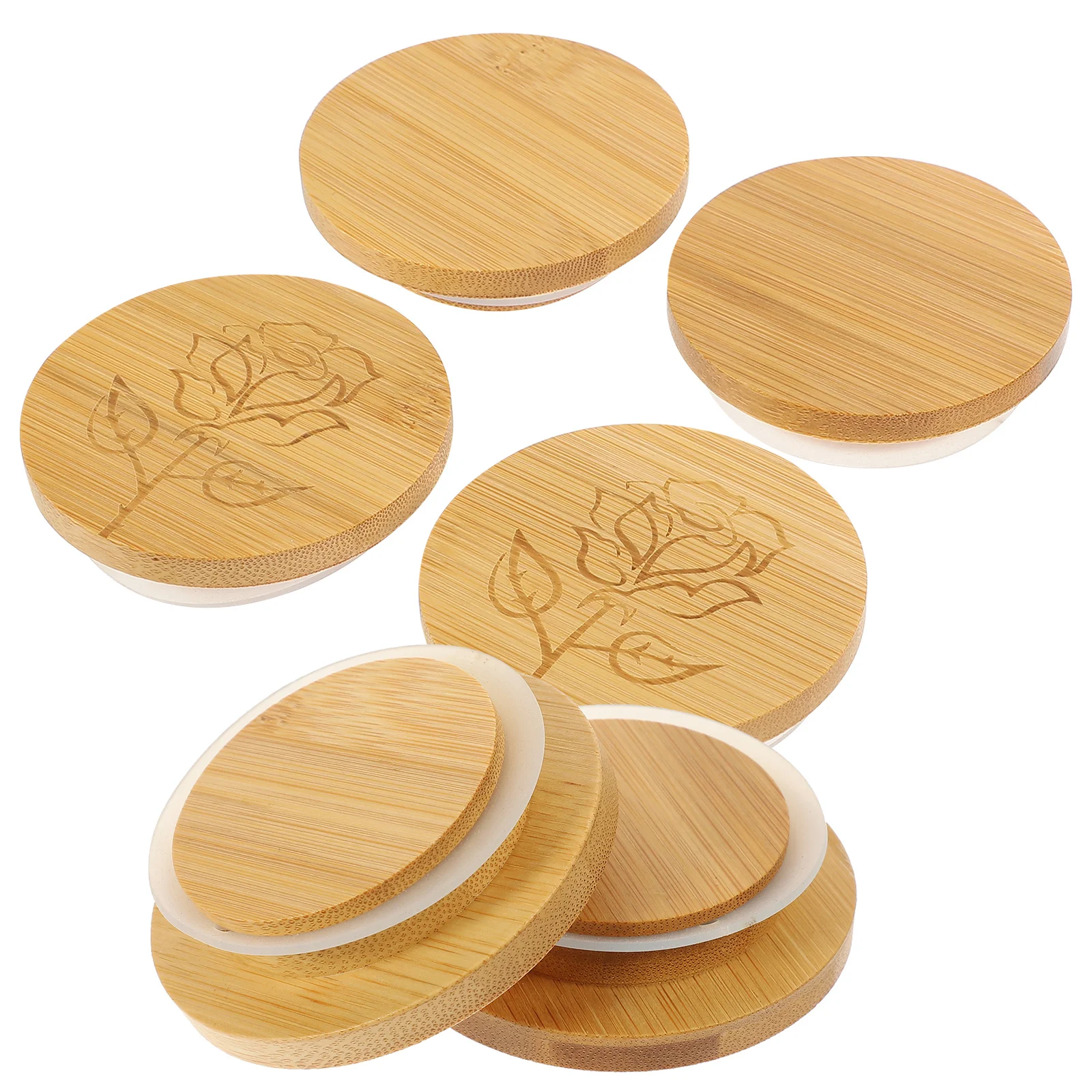 

6Pcs Bamboo Lids for Glass Jars Mason Jam Sealing Covers Creative Design Good Taste Multiuse Lids Yogurt Jar Covers