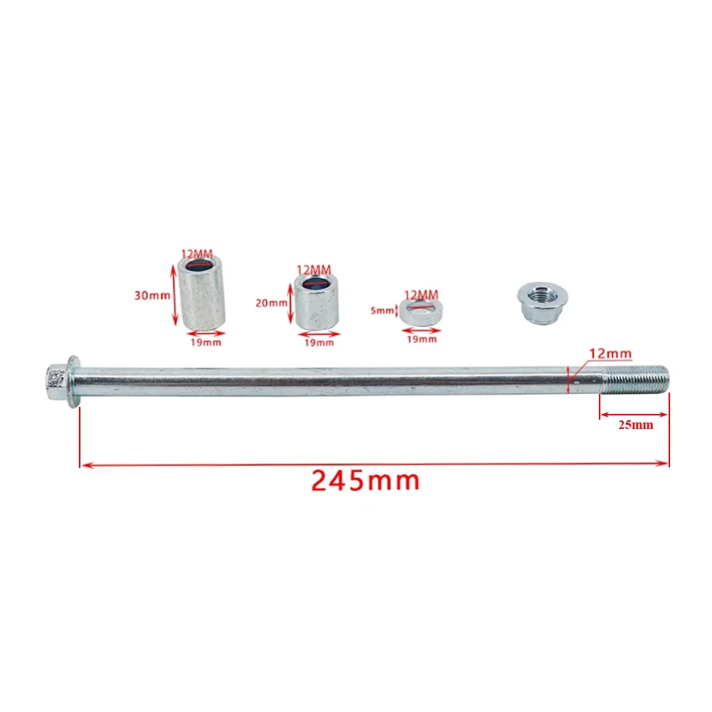 10 12mm 200mm / 245mm / 270mm + 3 Spacers Front Back Rear Axle for 70cc 90cc 125cc 140cc 200cc 250cc Pit Pro Trail Dirt Bike