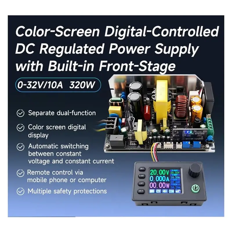 MLGB-Adjustable Voltage Regulator Modules WP3010 Built-In Pre Stage Color Screen Display CNC DC Power Supply 32V 10A 320W