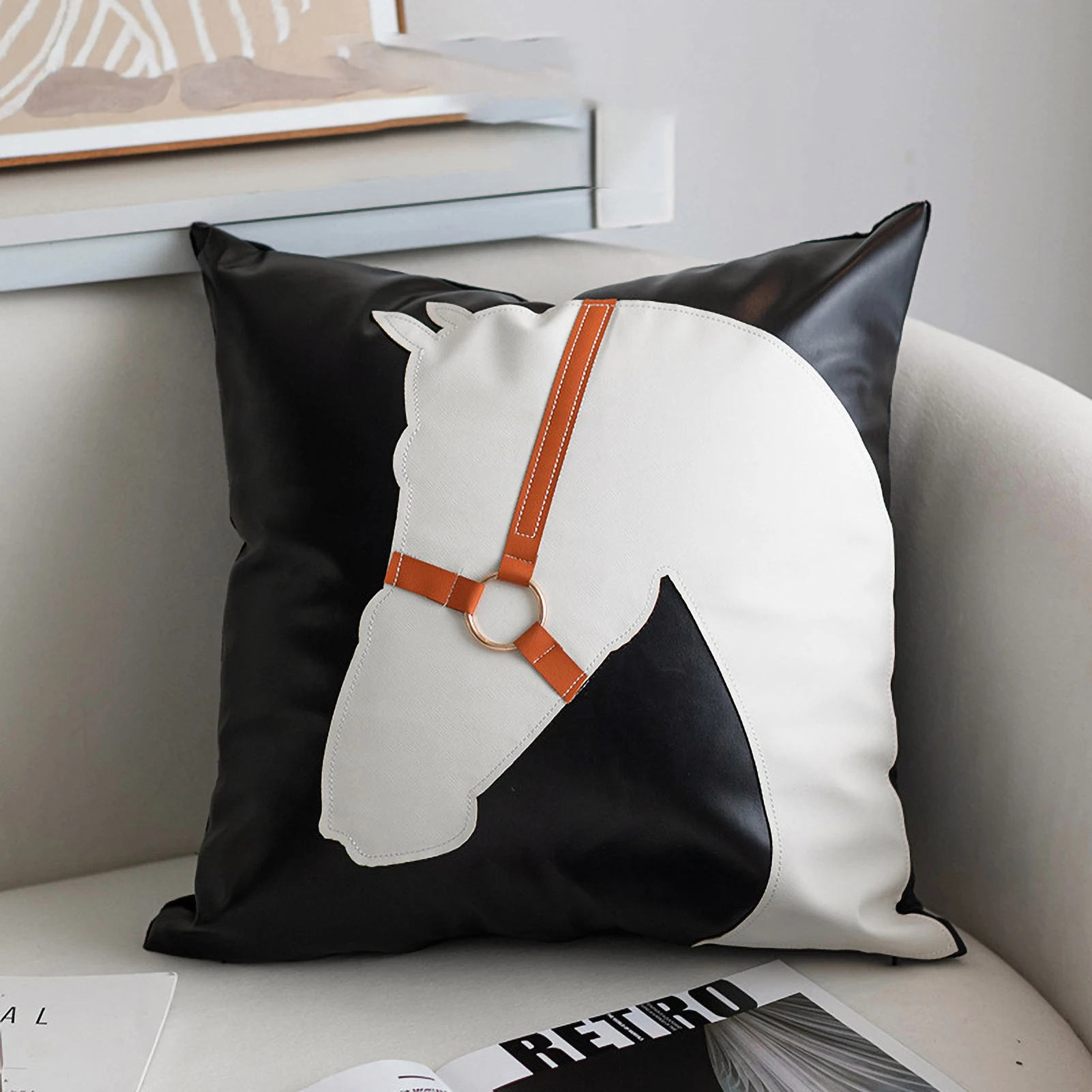 

Croker Horse 18x18 Inches Throw Pillow Cover - High End Designer Horse Pu Leather Couch Cushion Pillow Cover Withour Inner