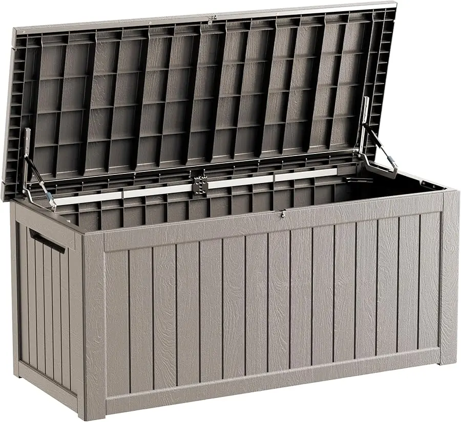 

270 Gallon Lockable Resin Deck Box, Waterproof & UV-Resistant Outdoor Storage Box for Outdoor Cushion Storage, Garden Tools & Po