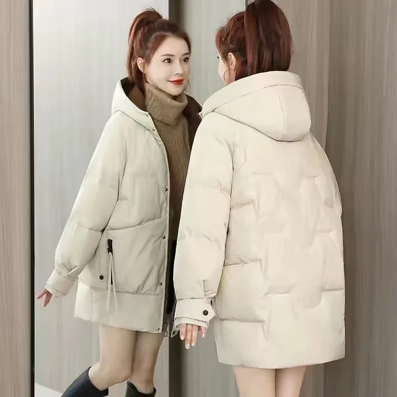 Women's Hooded Down Jacket 2022 New Winter Thick Padded Jacket Women's Coat Windbreaker Women's Motorcycle Down Jacket